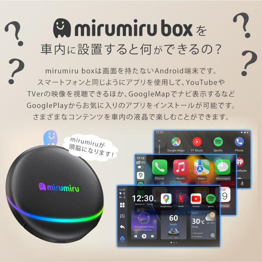 カーナビ MIRUMIRU AIbox Android12 CarPlay MIRUMIRU Aibox Carplay AndroidAuto カープレイ HDMI出力