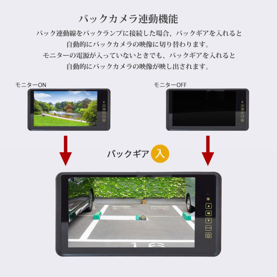 バックミラーモニター 9インチ バックカメラ モニターセット 12V 専用