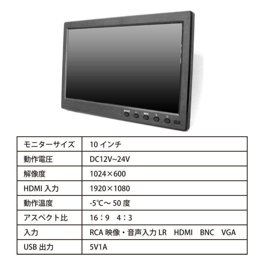 オンダッシュモニター 10インチ IPS液晶 HDMI VGA 液晶モニター
