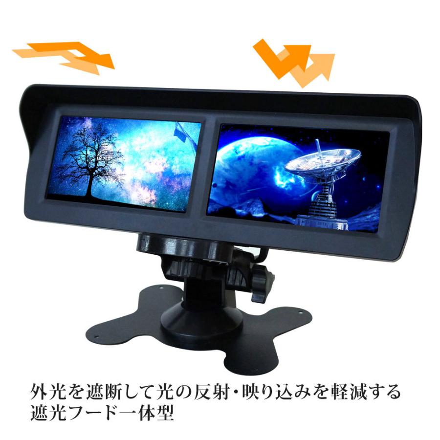 バックカメラ セット オンダッシュモニター 4.3インチ ツイン 2画面 二