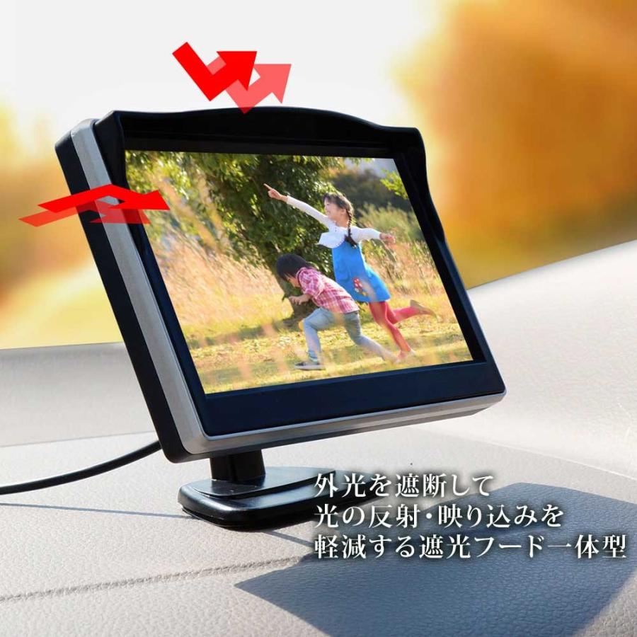オンダッシュモニター 5インチ 12V 24V 遮光フード カーモニター コンパクト 1年保証 あすつく 送料無  D510B |  | 02
