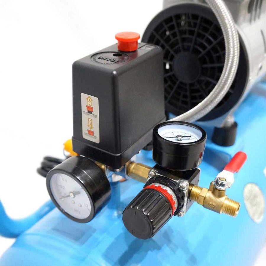 エアーコンプレッサー 30L 100V 静音 型 オイルレス エアーツール付 エアープレッシャーゲージ他 日本語説明書付 送料無 DAR3000 30L