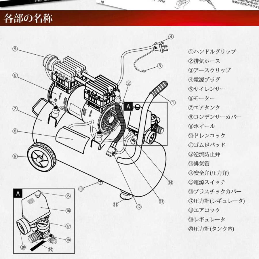 エアーコンプレッサー 30L 100V 静音 型 オイルレス エアーツール付 エアープレッシャーゲージ他 日本語説明書付 送料無 DAR3000 30L