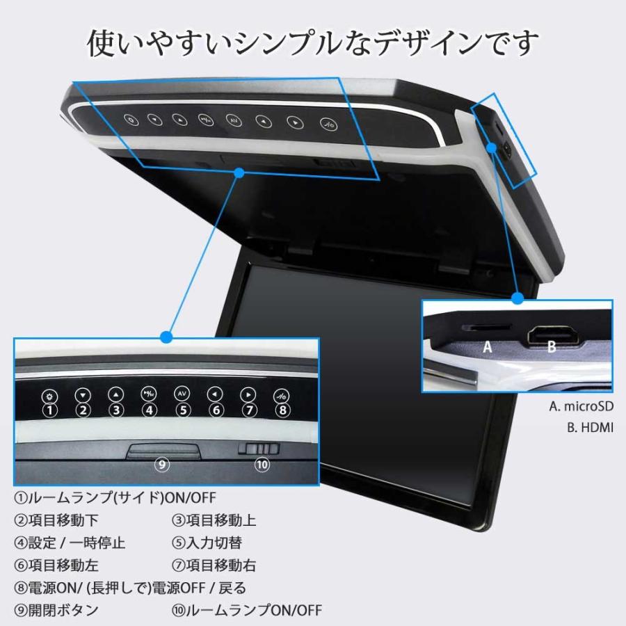 フリップダウンモニター 12.1インチ 高画質 LEDバックライト液晶