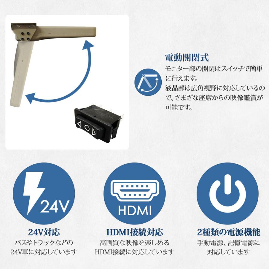 フリップダウンモニター 22インチ 24V 自動開閉型 大型 バス フル 