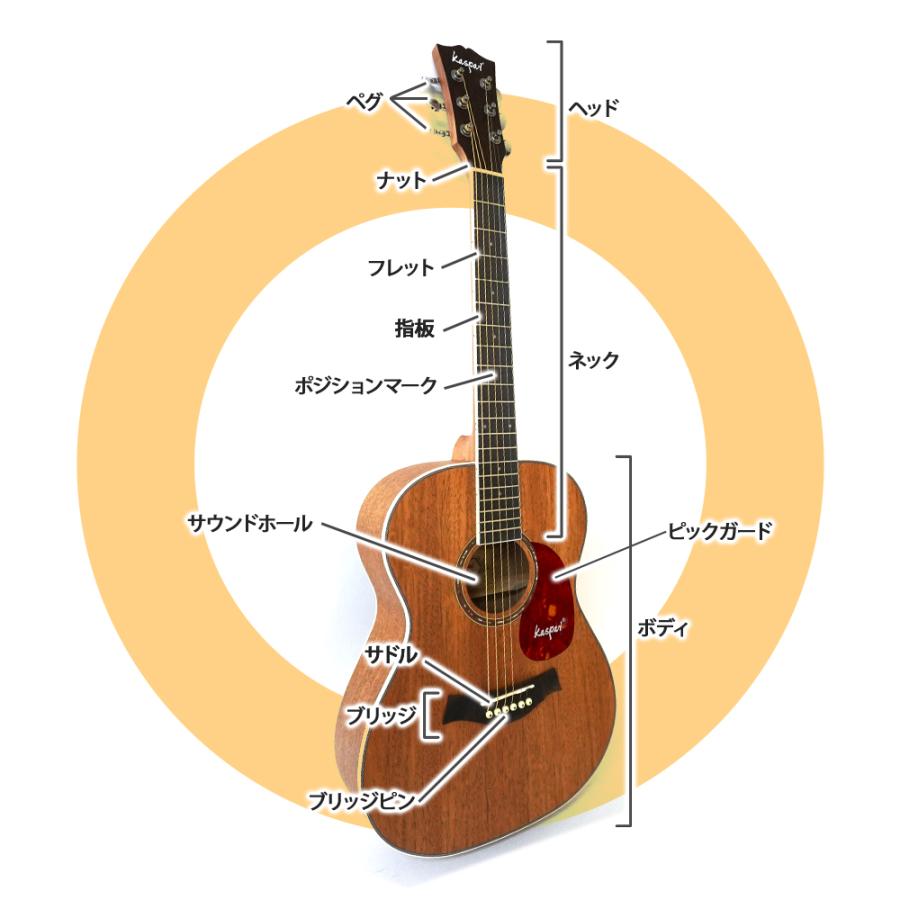 Kaspal ミニギター アコギ マホガニー コンパクト アコースティック