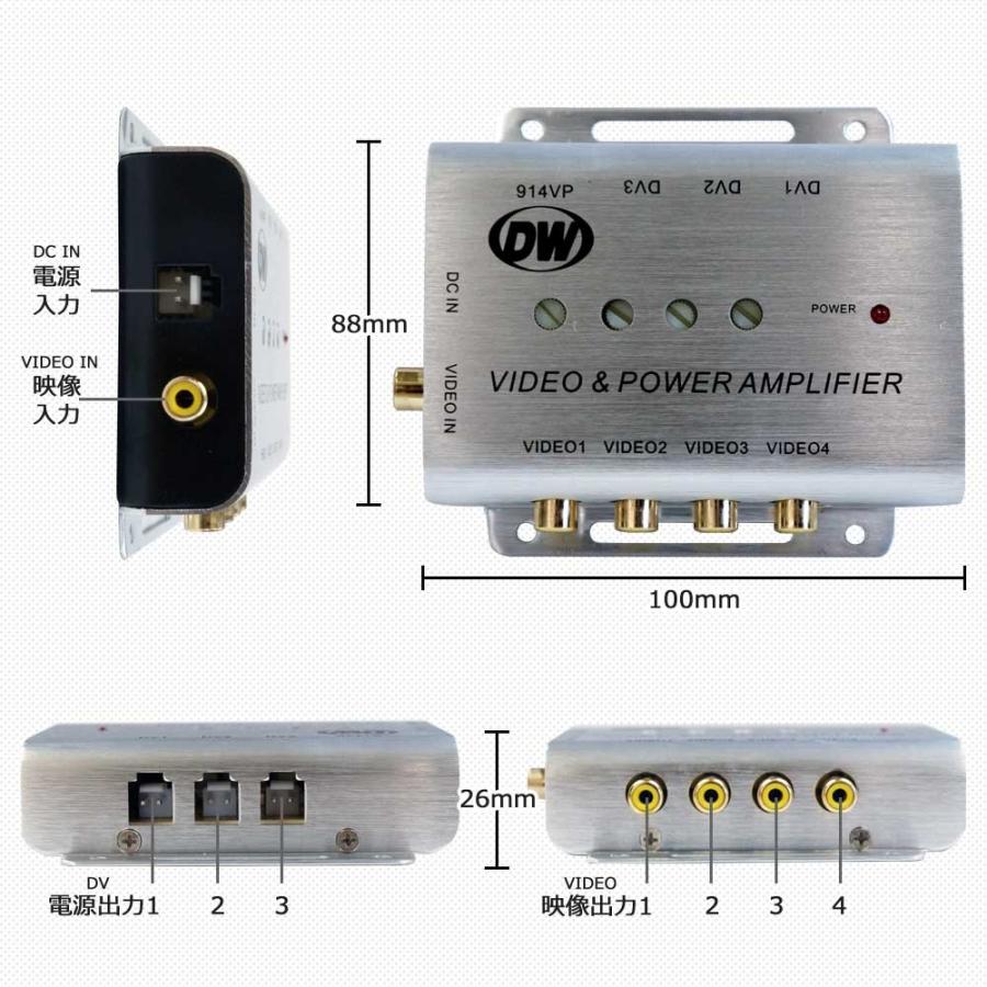 ヘッドレストモニター 7インチ 2個 ＋ 映像分配器 3口電源 4口映像分配 