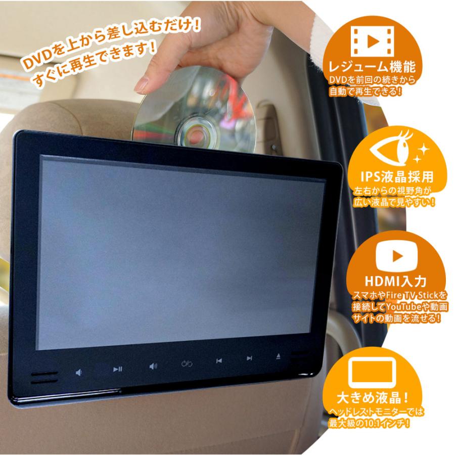 ヘッドレストモニター 10.1インチ 車 DVDプレーヤー 後部座席 真ん中
