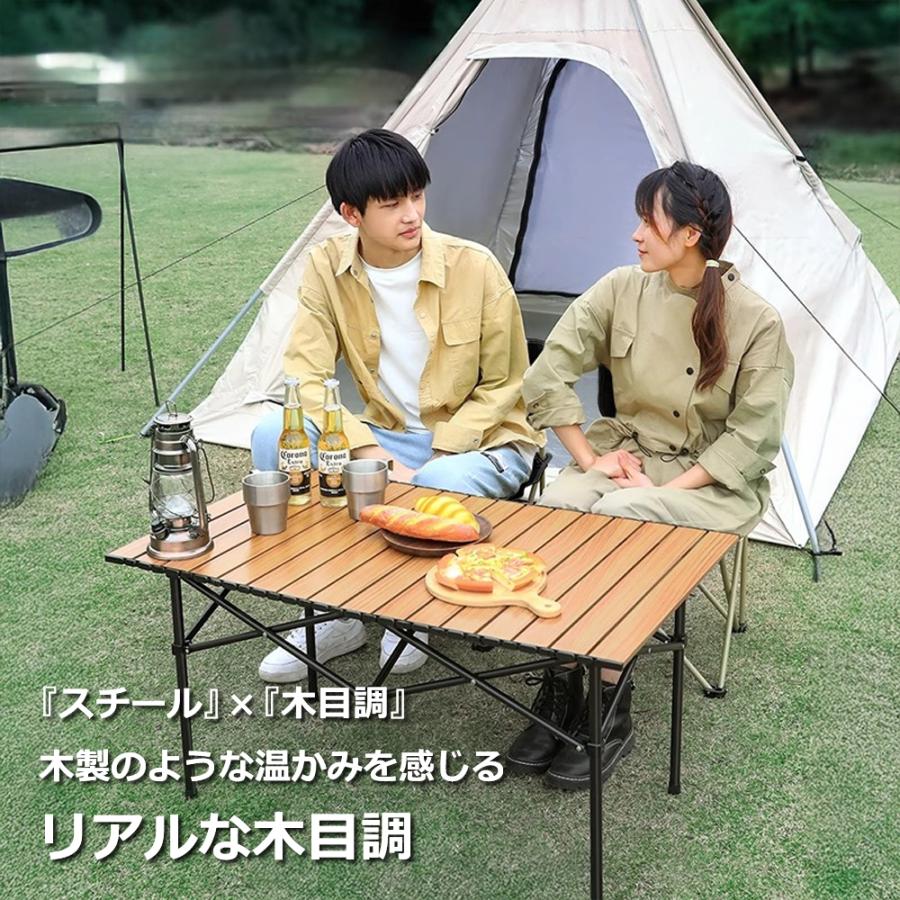 折りたたみテーブル アウトドアテーブル 木目調 ローテーブル アウトドア キャンプ テーブル  大きい 軽量  ピクニックテーブル テーブル 収納付き 送料無 K1004 |  | 01