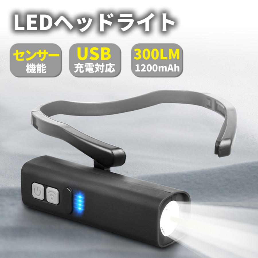 ヘッドライト led 耳掛け式 充電式 釣り 防水 明るい タイプC ランニング 軽量 作業灯 防災 災害 usb センサー アウトドア K1010 |  | 01