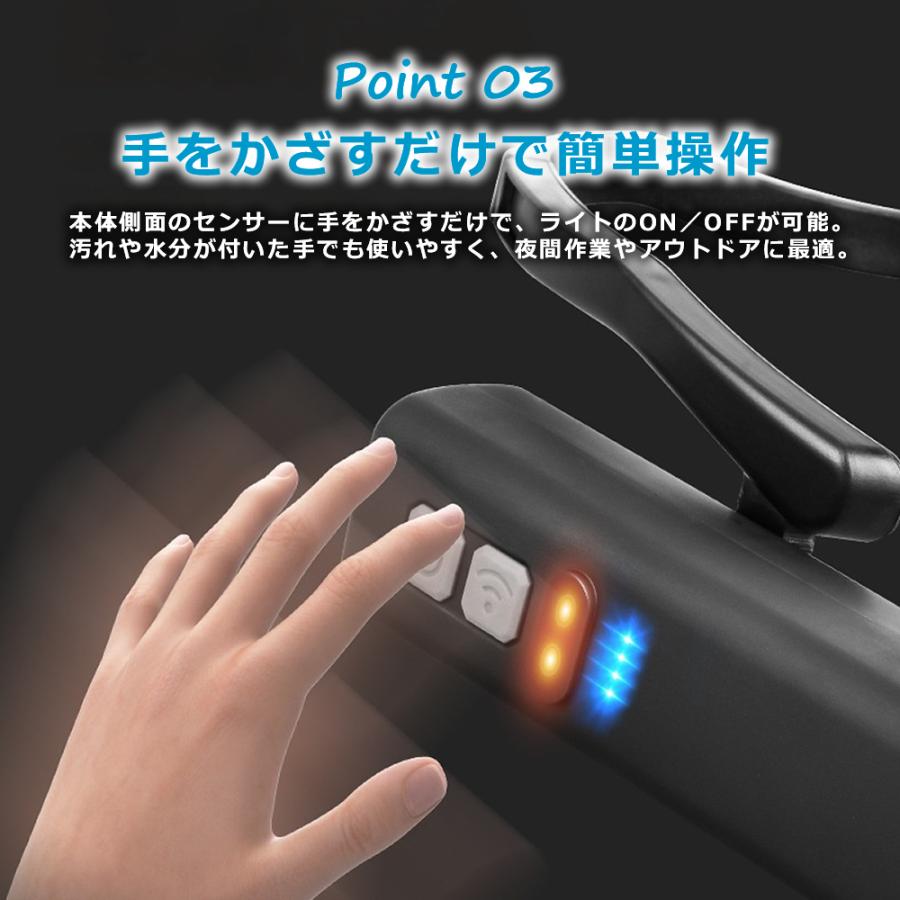 ヘッドライト led 耳掛け式 充電式 釣り 防水 明るい タイプC ランニング 軽量 作業灯 防災 災害 usb センサー アウトドア K1010 |  | 05