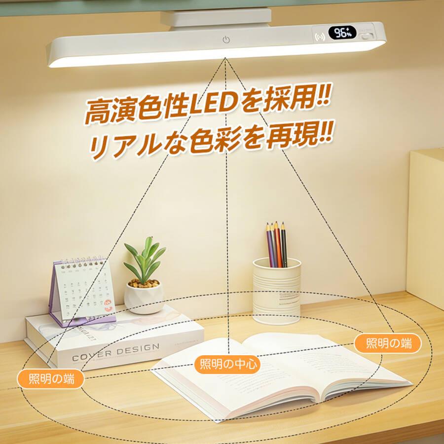 LEDデスクライト USB充電式 無段階調光 3段階調色 角度調整可能