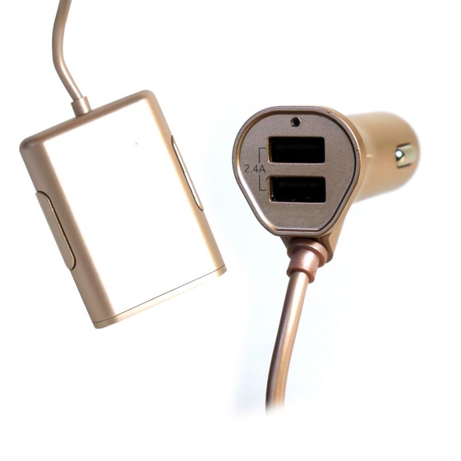 シガー ソケット 充電 カーチャージャー USB 4連 スマホ iPhone 車