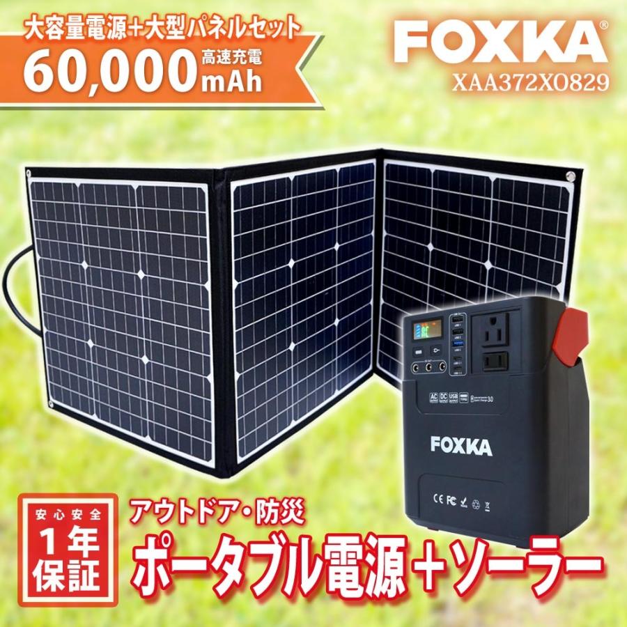 ポータブル電源 60000mAh ソーラーパネル 120W セット 家庭用蓄電池 1