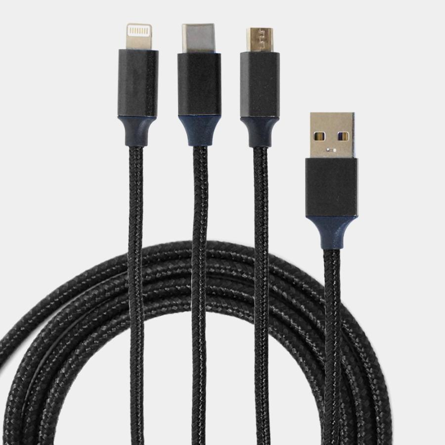 iPhone Android 両用 急速充電ケーブル lightning & Type-C 1m micro