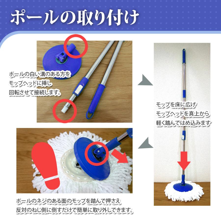回転モップ モップ替え 2個付 トルネード スピンモップ 洗浄二槽式