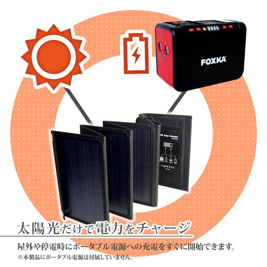 FOXKA ソーラーパネル 40W 単結晶 USB出力 ソーラー充電器 1年保証 スマホ充電 ソーラーチャージャー 非常用電源 蓄電器 送無 XO827｜lightingworld｜03