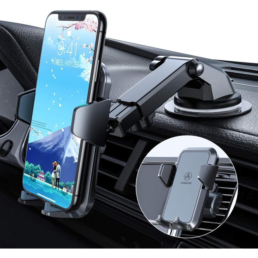 業界初全面保護設計車載ホルダー Vanmass スマホホルダー 車 携帯ホルダー 片手操作 超安定 スマホスタンド 粘着ゲル吸盤 吹き出し口 Ypt Or Id