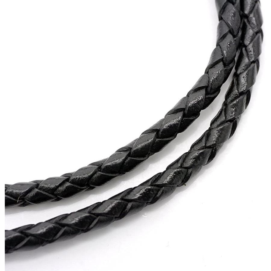 最も シルバーワン On ペンダント専用レザー チョーカー 黒4mm 45cmステンレス 編み込みネックレス メンズ