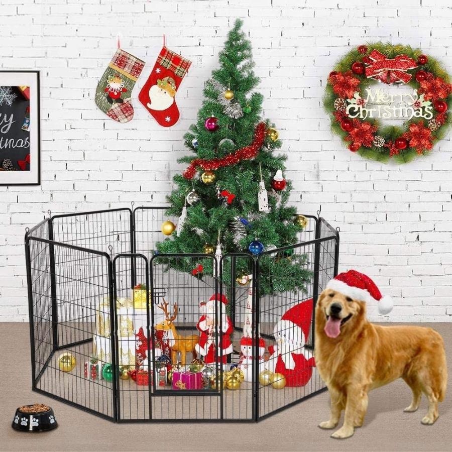 ペットフェンス 中大型犬用 ペットケージ パネル8枚 ペットサークル 四角ポール 折り畳み式 ペットフェンス ゲージ サークル トレーニン Fakfakkab Go Id