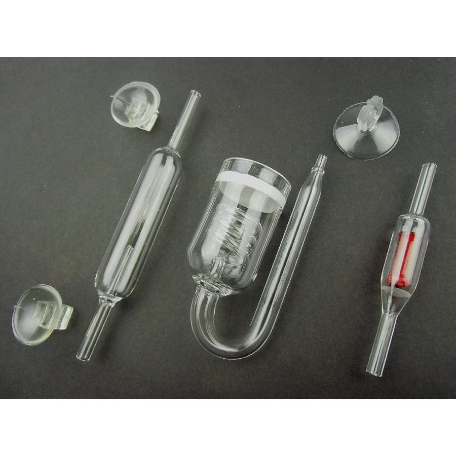 ガラス製 Co2 バブルカウンター 拡散器 ディフューザー 逆流防止弁 2種類から選べる3点セット 水槽 水草 添加 高透明度ガラス セッ Apaproduction Fr