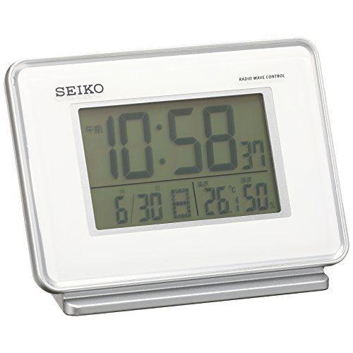 セイコー クロック 目覚まし時計 電波 デジタル 2チャンネル アラーム カレンダー 温度 湿度 表示 白 SQ767W SEIKO