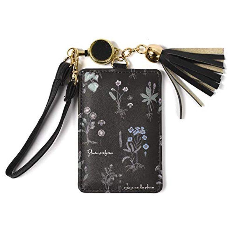 卸売 財布 帽子 ファッション小物 フラッパー Flapper フェイクレザー ボタニカル柄 リール付き パスケース Black Www Threeriversofs Com