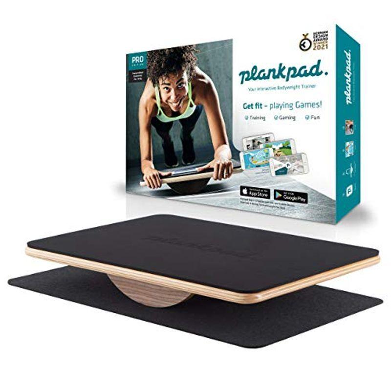 人気満点Plankpad iOSおよびAndroid用トレーニングアプリ搭載バランスボード兼体重フィットネストレーナー メープルウッドとウォ