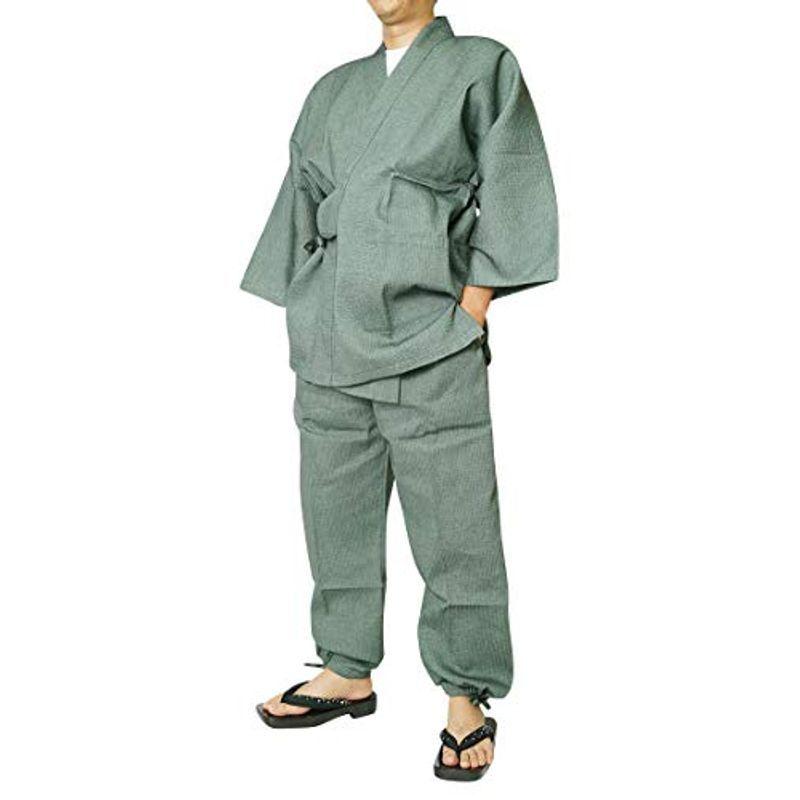 作務衣 夏 日本製 メンズ 大翔 しじら織り さむえ 綿100％ KO-5 (L, 5-4グリーン)