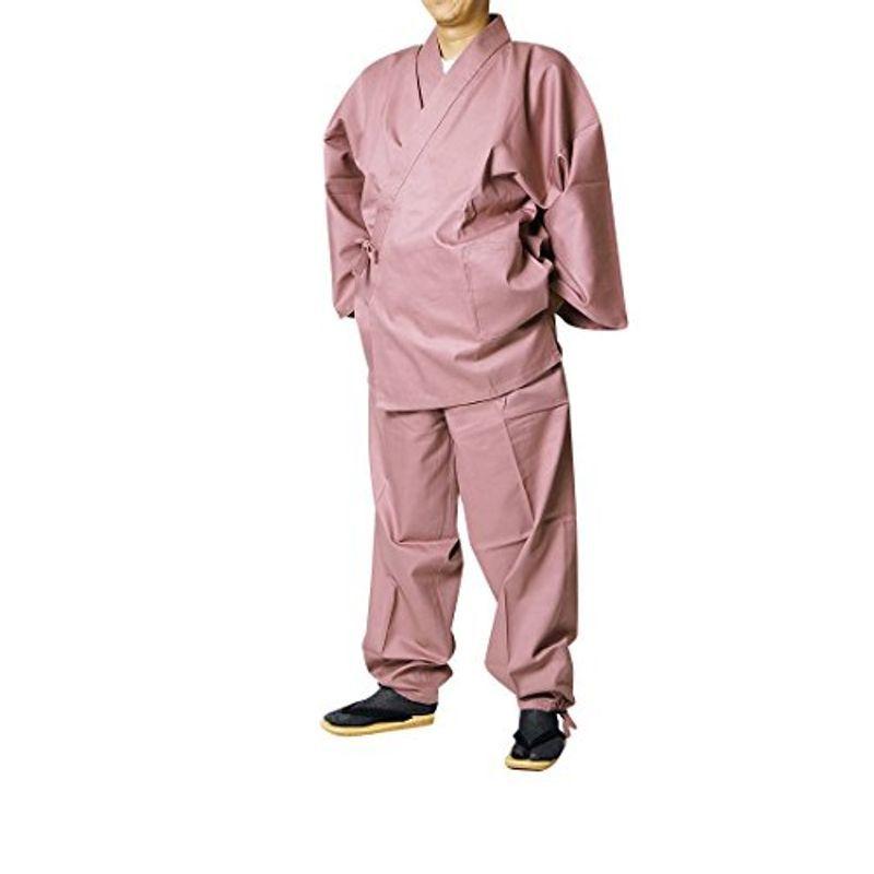 日本製綾織り作務衣（さむえ）- 13色 (ＬＬ, ピンク)