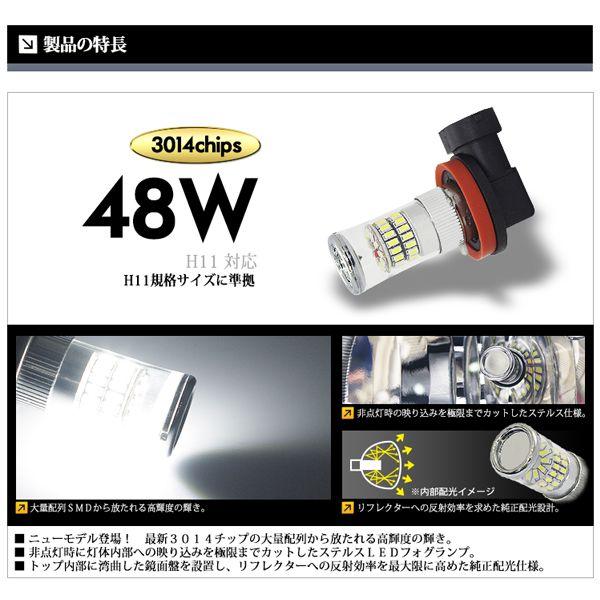H11 LED バルブ フォグランプ / フォグライト ホワイト 白 ステルス