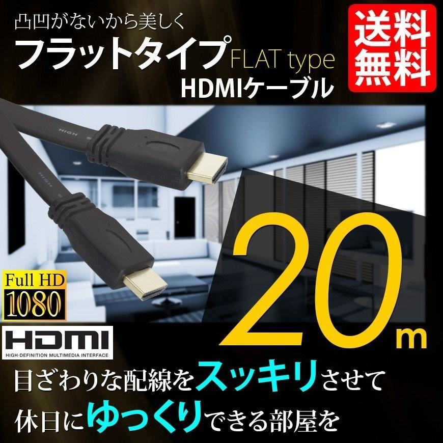 HDMIケーブル 薄型 スリム フラット ケーブル 20m 20メートル 4K 3D
