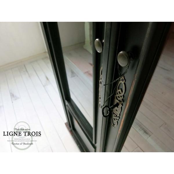 フランスアンティーク木製ガラスキャビネット/本棚/食器棚/黒色飾り棚(65-48 アンティークガラスキャビネット.Black2 フランスアンティーク