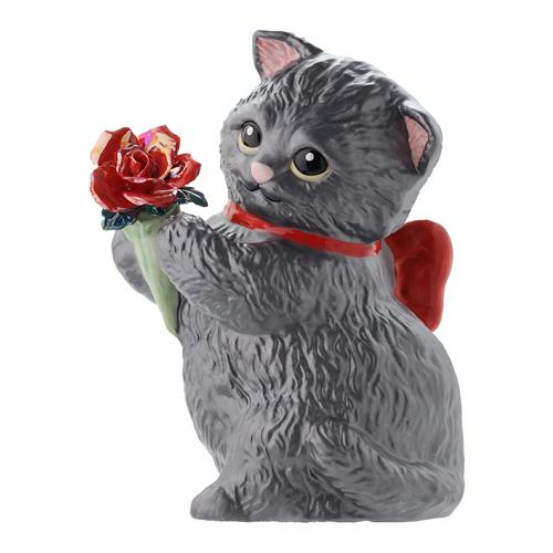 花猫 唐津焼 鈴猫シリーズ 猫花入れ 大 (ハート) 花器 花瓶 ねこ ネコ 置物