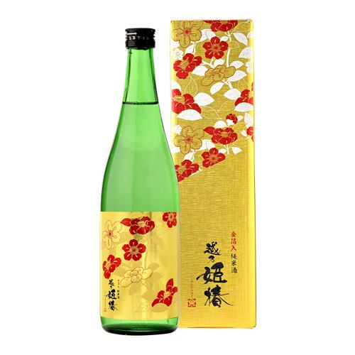 日本酒 辛口 越乃姫椿 純米酒 金箔入 720ml 14度 清酒 1800ml 新潟県