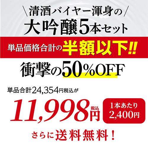 日本酒 飲み比べセット 大吟醸 1800ml 5本 半額 衝撃の50％オフ 一升瓶