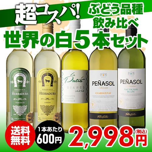 ワイン ワインセット 白セット 世界のぶどう飲み比べ 5本 送料無料 RSL｜likaman｜02