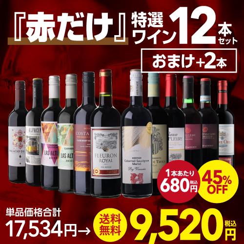 ワインセット ワイン 赤ワイン セット 12本＋2本(14本セット) 送料無料