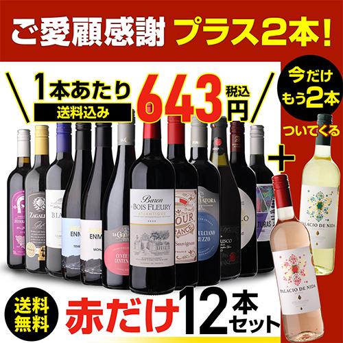 ワインセット ワイン 赤ワイン セット 12本＋2本(14本セット) 送料無料  