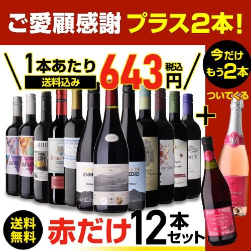 ワインセット ワイン 赤ワイン セット 12本＋2本(14本セット) 送料無料
