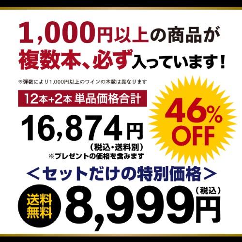 ワインセット ワイン 赤ワイン セット 12本＋2本(14本セット) 送料無料