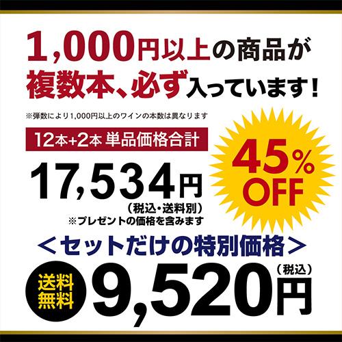 ワインセット ワイン 赤ワイン セット 12本＋2本(14本セット) 送料無料 格安 詰め合わせ 飲み比べ 244弾 浜運A PU |  | 05
