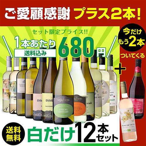 1本あたり750円！　白ワイン　12本セット　まとめ　格安　総額¥14,500 白ワイン ワインセット 白セット 送料無料 白だけ 特選ワイン 12本＋2