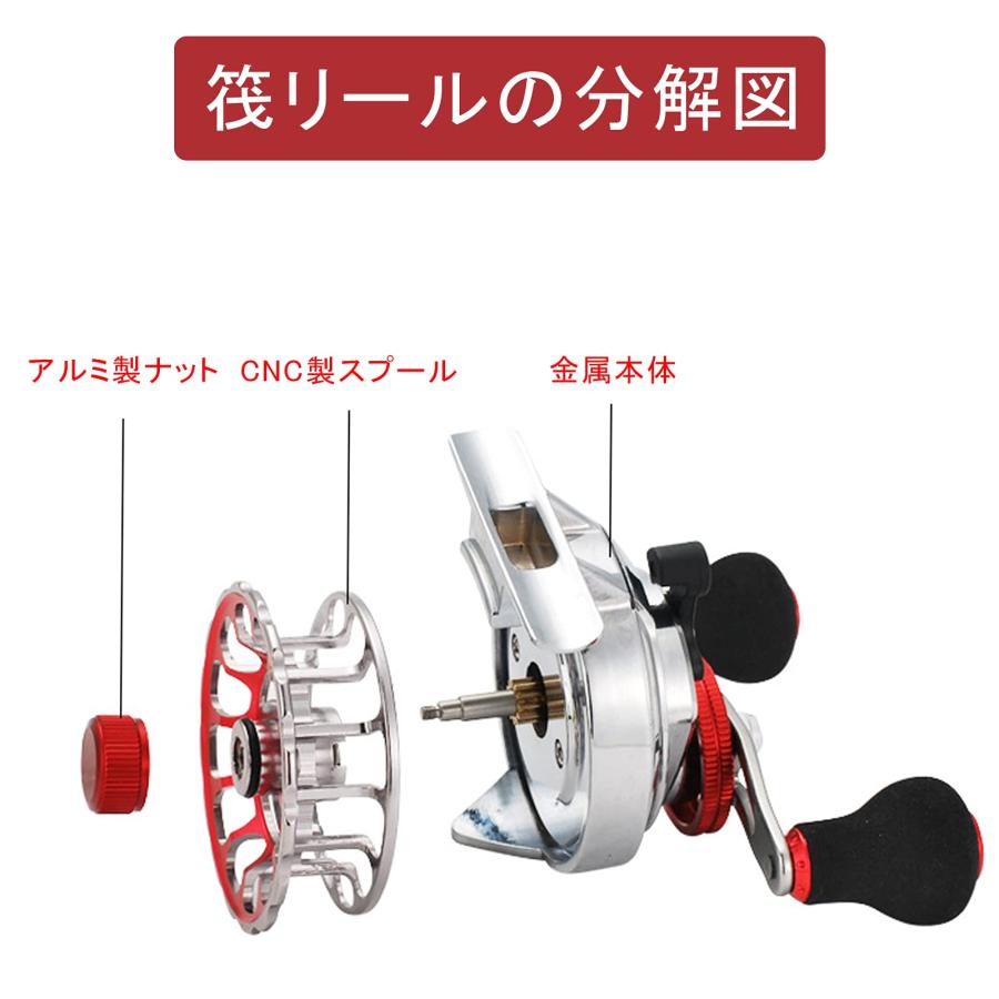 チヌリール 筏リール カセ釣り イカダリール 落とし込み 左/右巻き 3.6:1ギア比 10+1BB 氷釣り 磯釣り 最大ドラグ力5kg 左ハンドル |  | 02