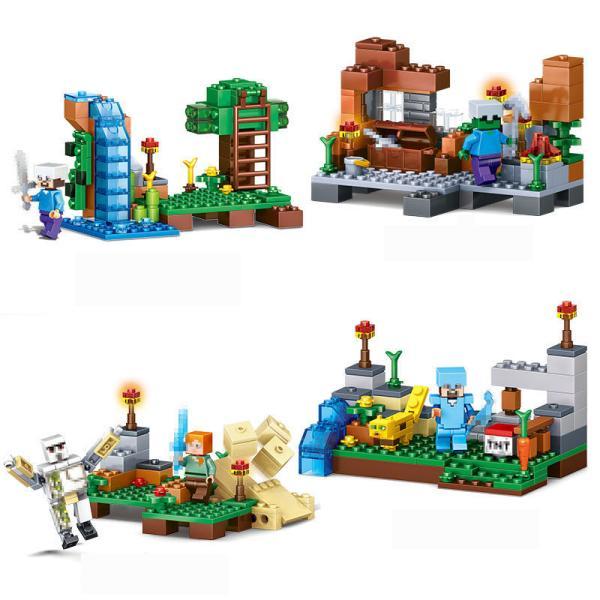 パワプロ＆マインクラフトセット 知育玩具 マインクラフト 4つのワールド 洞窟セット レゴ互換