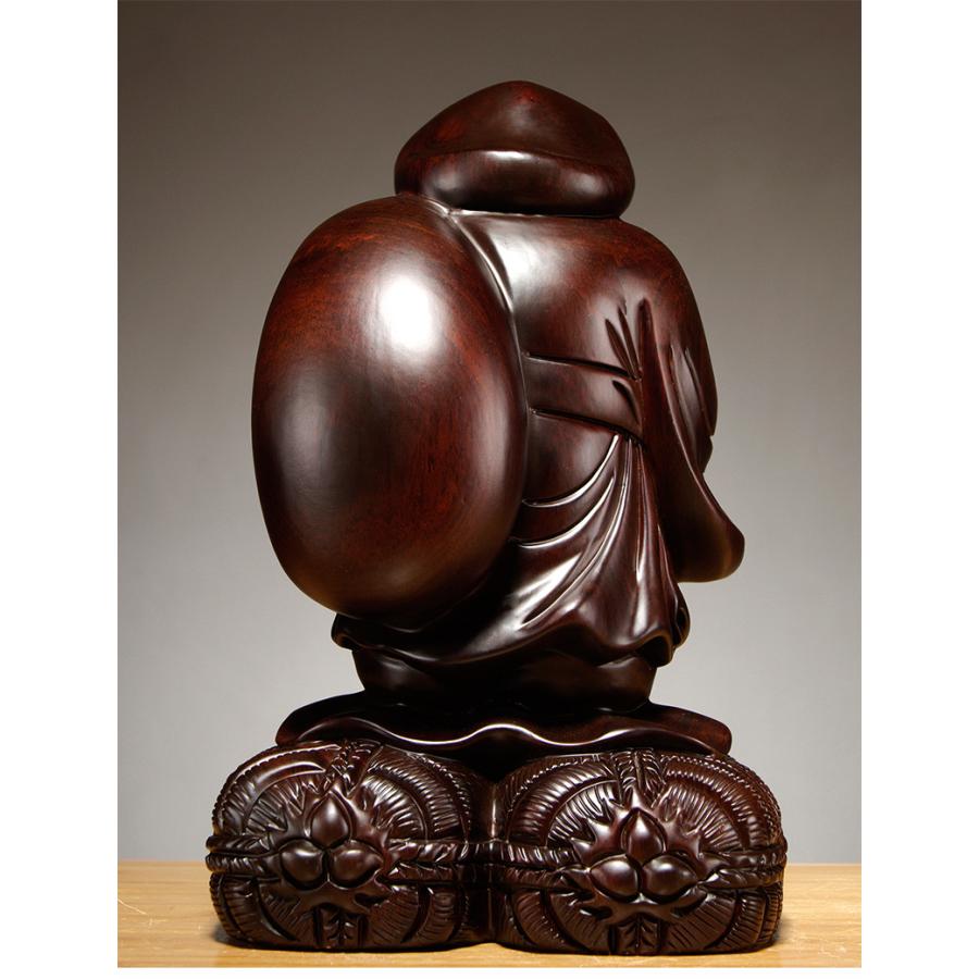 黒檀 木彫 大黒天 福の神 鎮宅辟邪 手作り招財開運 置物 精密細工 工芸品_3