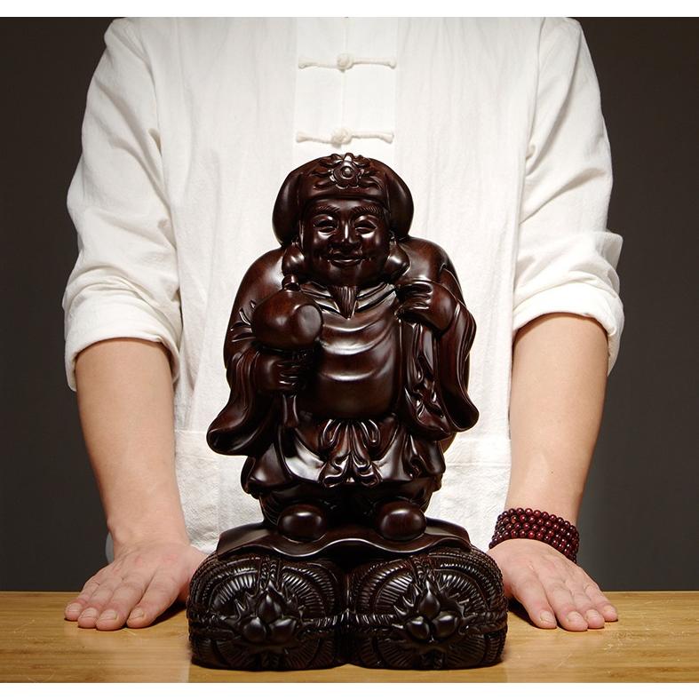 黒檀 木彫 大黒天 福の神 鎮宅辟邪 手作り招財開運 置物 精密細工 工芸品_4