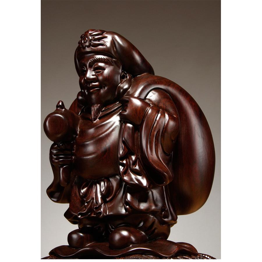 黒檀 木彫 大黒天 福の神 鎮宅辟邪 手作り招財開運 置物 精密細工 工芸品_7