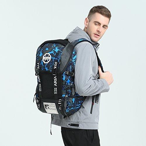100 品質保証 Arialk セット 迷彩ブルー レインカバー付き かぶせ型 学生 通勤 通学 盗難防止 Usbポート セット ボディバッグ リュックサック メンズ リュック ビジネスリュック Blog Runnics Com