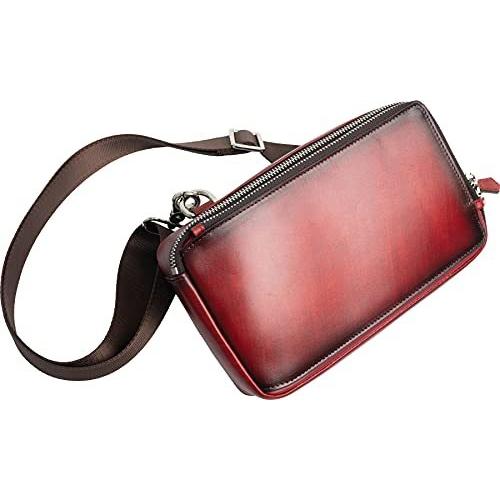 Dom Tea ボディバッグ ファスナ A B08wjztrtt 2113 Dom メンズ ファッション 本革 メンズファッション 大容量 グラデーション 2way レッド ワンショルダー レザー A B08wjztrtt 2113 ライクショップ